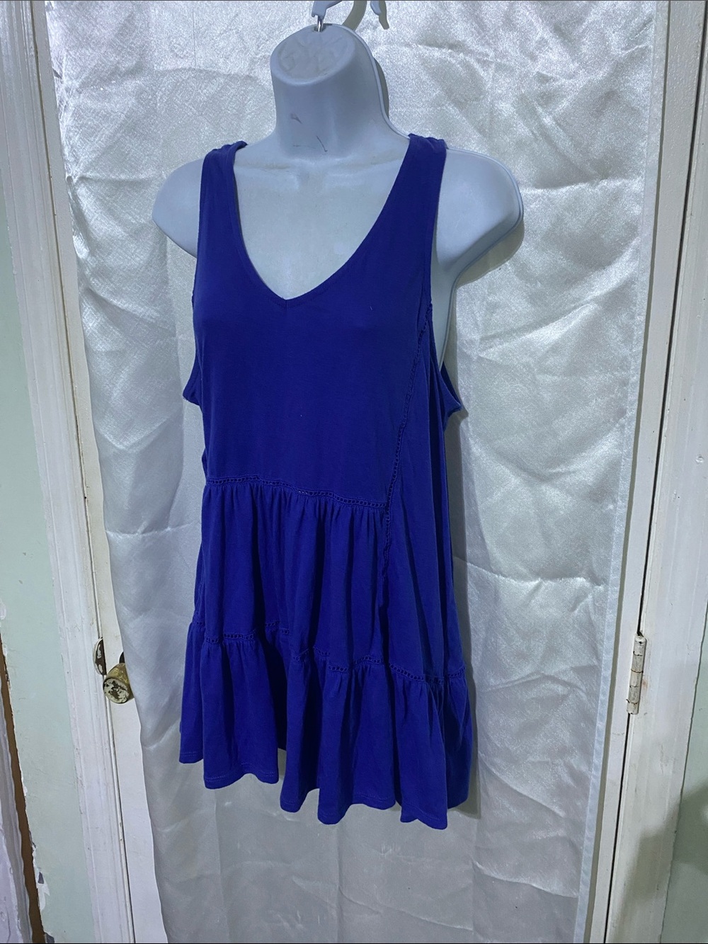 Time and Tru Royal Blue Tiered V-Neck Tank Top